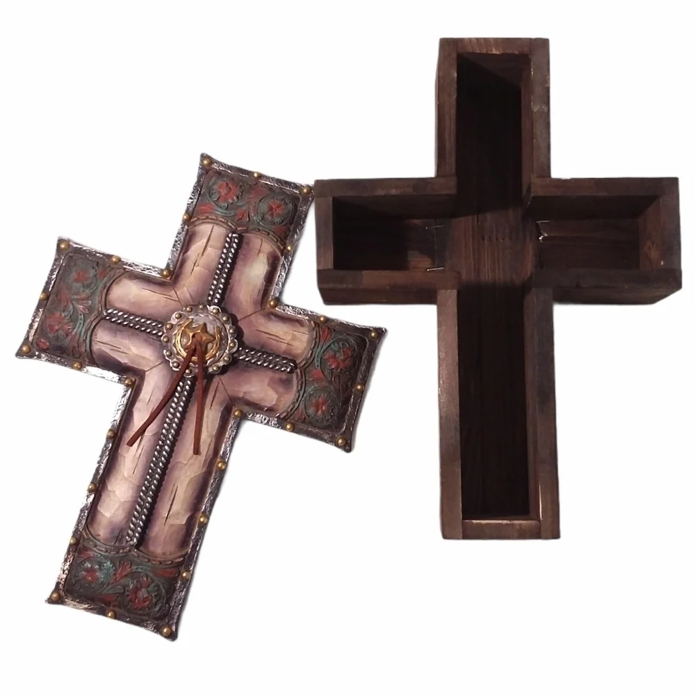 Southwestern Style Cross Decor Trinket Box - Picture 2 of 9
